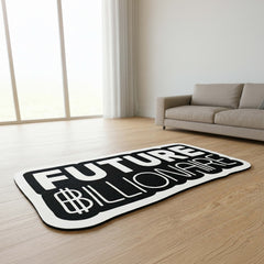 Future Billionaire Statement Floor Mat (3 mm Thick) | Motivational Money Quote Cut-Out Rug for Office, Bedroom & Entrepreneur Room Decor