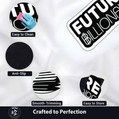 Future Billionaire Statement Floor Mat (3 mm Thick) | Motivational Money Quote Cut-Out Rug for Office, Bedroom & Entrepreneur Room Decor