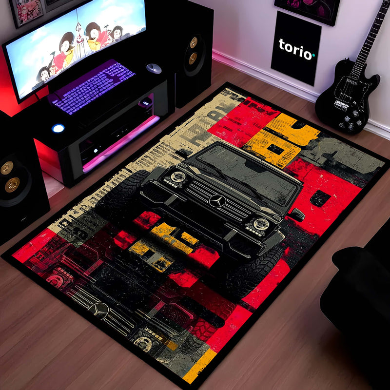 Mercedes-Benz G-Class (G-Wagon) Luxury SUV Area Flat Rug | G-Class Off-Road Automotive Artwork Flat Rug | Premium Luxury Car Area Floor Decor