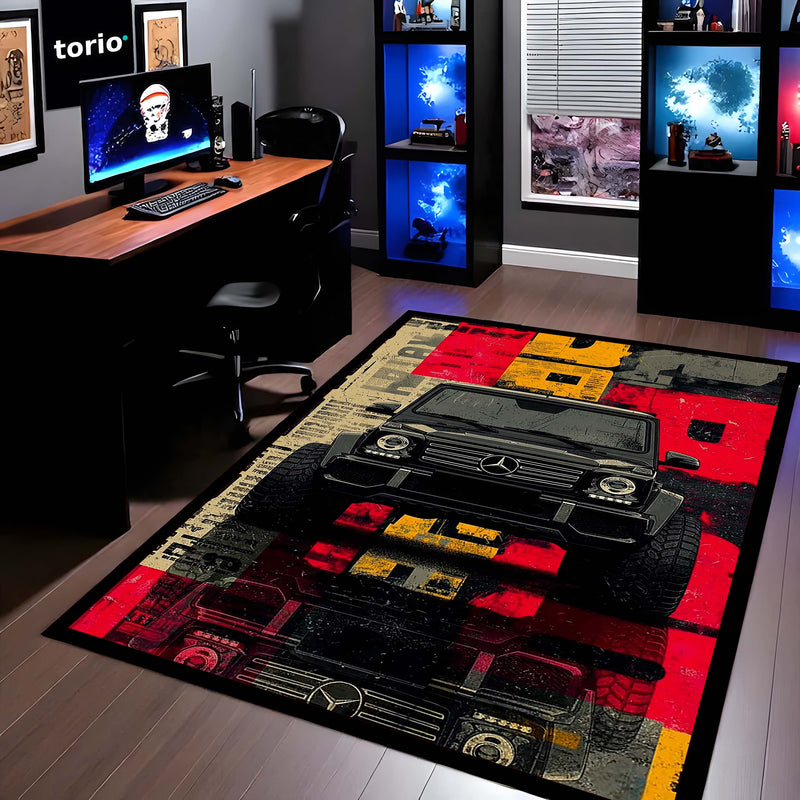 Mercedes-Benz G-Class (G-Wagon) Luxury SUV Area Flat Rug | G-Class Off-Road Automotive Artwork Flat Rug | Premium Luxury Car Area Floor Decor