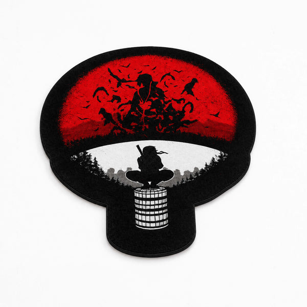 Itachi Uchiha Sharingan Symbol Cut-out Flat Rug | Naruto Akatsuki Anime Floor Rug | Premium Ninja Gaming Room Decor