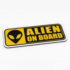 Alien On Board Warning Sign Flat Rug | UFO Alien Head Novelty Flat Rug | Sci-Fi Room & Car Enthusiast Floor Decor