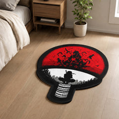 Itachi Uchiha Sharingan Symbol Cut-out Flat Rug | Naruto Akatsuki Anime Floor Rug | Premium Ninja Gaming Room Decor