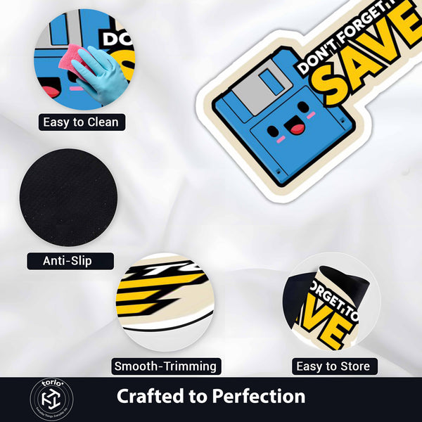 Don't Forget to Save Floppy Disk Flat Rug | Retro Computer Meme Floor Decor | Vintage Tech Programmer Desk Rug