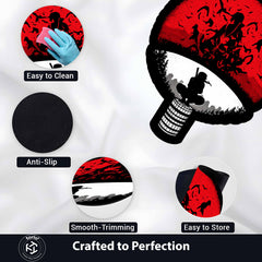 Itachi Uchiha Sharingan Symbol Cut-out Flat Rug | Naruto Akatsuki Anime Floor Rug | Premium Ninja Gaming Room Decor