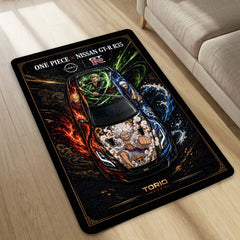 One Piece Nissan GT-R R35 Anime Area Rug | Luffy Gear 5 & Zoro Floor Mat | One Piece Gaming Rug for Bedroom, Gaming Room, Anime Setup & Otaku Decor