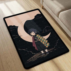 Giyu Tomioka Demon Slayer Area Flat Rug | Moonlit Hashira Anime Area Flat Rug | Premium Anime Bedroom & Gaming Room Floor Decor