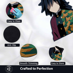 Giyu Tomioka Calm Stance Floor Mat (3 mm Thick) | Demon Slayer Anime Cut-Out Rug for Bedroom, Gaming Room & Otaku Home Decor