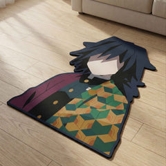 Giyu Tomioka Calm Stance Floor Mat (3 mm Thick) | Demon Slayer Anime Cut-Out Rug for Bedroom, Gaming Room & Otaku Home Decor