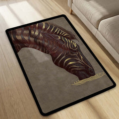 Golden Zebra Art Area Rug | Abstract Animal Design Floor Mat | Luxury Aesthetic Rug for Bedroom, Living Room & Gaming Room Decor | Anti Slip Washable 3 mm Carpet