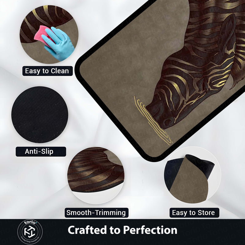 Golden Zebra Art Area Rug | Abstract Animal Design Floor Mat | Luxury Aesthetic Rug for Bedroom, Living Room & Gaming Room Decor | Anti Slip Washable 3 mm Carpet