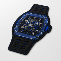 Richard Mille RM 35-02 Blue Sapphire Watch Floor Mat (3 mm Thick) | Luxury Watch Shaped Skeleton Dial Rug for Bedroom, Gaming Room & Watch Collector Décor