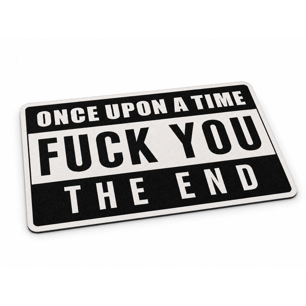 Once Upon a Time Funny Quote Flat Rug | Sarcastic Novelty Statement Flat Rug | Bold Humor Room Floor Decor