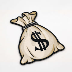 Money Bag Cut-out Flat Rug | Cartoon Cash Sack Floor Rug | Wealth & Hustle-Themed Room Decor