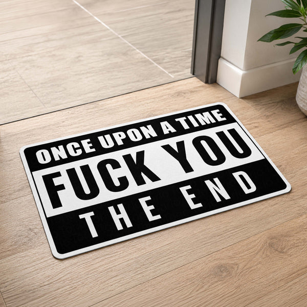 Once Upon a Time Funny Quote Flat Rug | Sarcastic Novelty Statement Flat Rug | Bold Humor Room Floor Decor