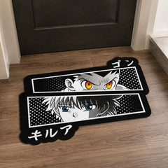 Gon Freecss & Killua Zoldyck Split Face Cut-out Flat Rug | Hunter × Hunter Anime Floor Rug | Premium Gaming Room Decor