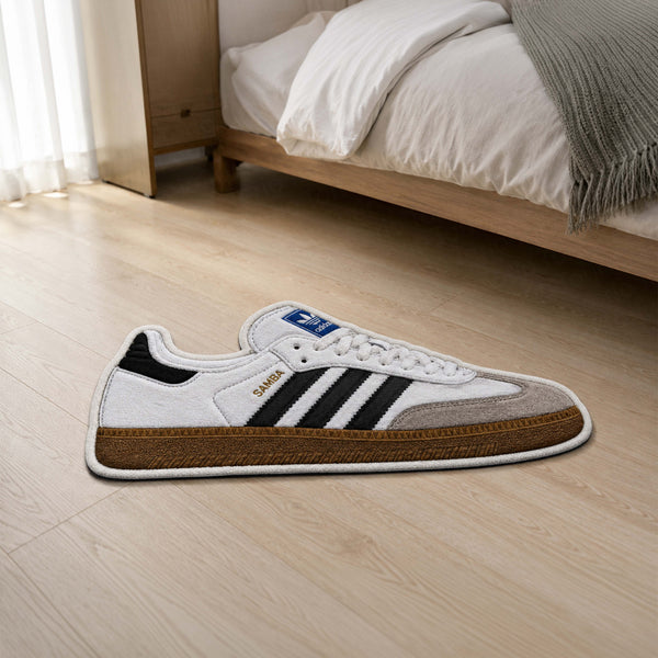 Adidas Samba Classic Cut-out Flat Rug | Iconic White & Black Sneaker Floor Rug | Premium Streetwear Room Decor