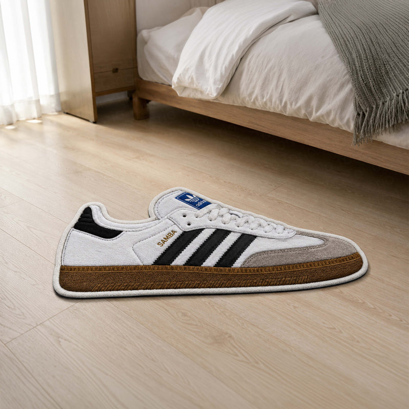 Adidas Samba Classic Cut-out Flat Rug | Iconic White & Black Sneaker Floor Rug | Premium Streetwear Room Decor