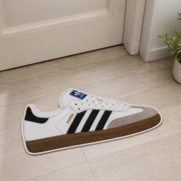 Adidas Samba Classic Cut-out Flat Rug | Iconic White & Black Sneaker Floor Rug | Premium Streetwear Room Decor