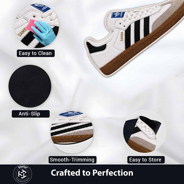 Adidas Samba Classic Cut-out Flat Rug | Iconic White & Black Sneaker Floor Rug | Premium Streetwear Room Decor