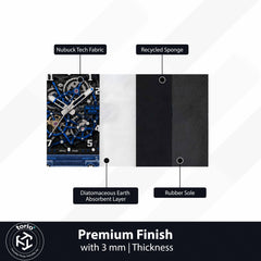 Richard Mille RM 35-02 Blue Sapphire Watch Floor Mat (3 mm Thick) | Luxury Watch Shaped Skeleton Dial Rug for Bedroom, Gaming Room & Watch Collector Décor