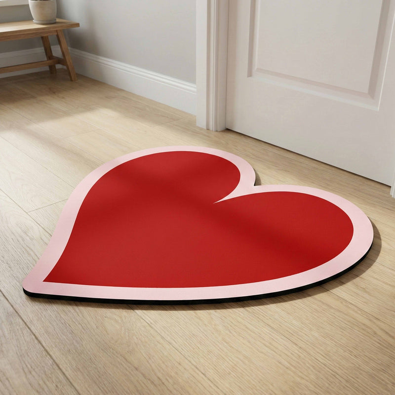 Heart Shape Floor Mat (3 mm Thick) | Minimal Love Heart Rug for Bedroom, Living Room, Entryway & Aesthetic Home Decor