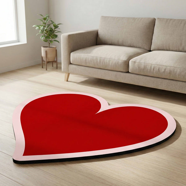 Heart Shape Floor Mat (3 mm Thick) | Minimal Love Heart Rug for Bedroom, Living Room, Entryway & Aesthetic Home Decor