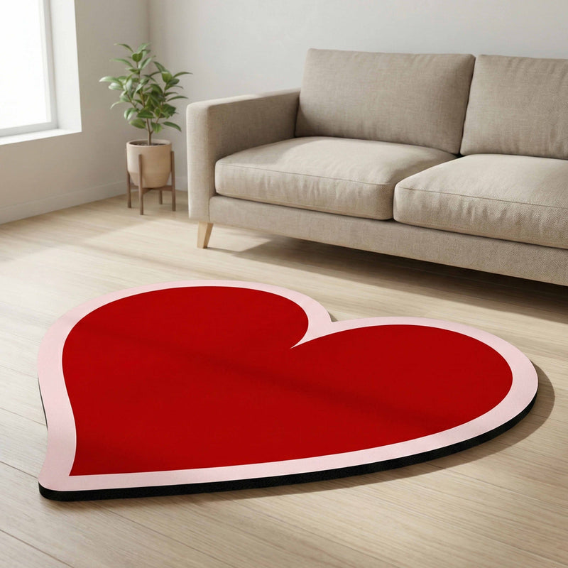 Heart Shape Floor Mat (3 mm Thick) | Minimal Love Heart Rug for Bedroom, Living Room, Entryway & Aesthetic Home Decor