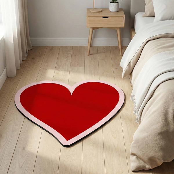 Heart Shape Floor Mat (3 mm Thick) | Minimal Love Heart Rug for Bedroom, Living Room, Entryway & Aesthetic Home Decor