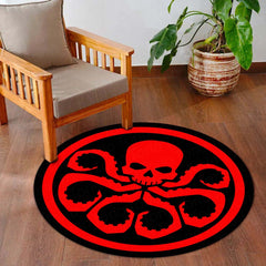 Hydra Logo Round Rug | Marvel Inspired Floor Mat | Anti-Slip 3 mm Absorbent Circle Rug for Gaming Room, Bedroom & Superhero Decor