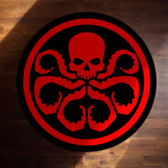 Hydra Logo Round Rug | Marvel Inspired Floor Mat | Anti-Slip 3 mm Absorbent Circle Rug for Gaming Room, Bedroom & Superhero Decor