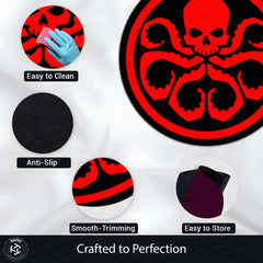 Hydra Logo Round Rug | Marvel Inspired Floor Mat | Anti-Slip 3 mm Absorbent Circle Rug for Gaming Room, Bedroom & Superhero Decor