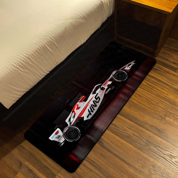 Haas VF-26 Formula 1 Floor Mat (3 mm Thick) | F1 Racing Car Bedroom Bedside Runner for Automotive Home Decor