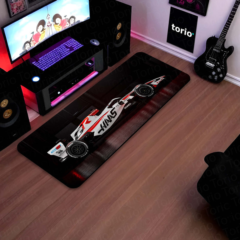 Haas VF-26 Formula 1 Floor Mat (3 mm Thick) | F1 Racing Car Bedroom Bedside Runner for Automotive Home Decor
