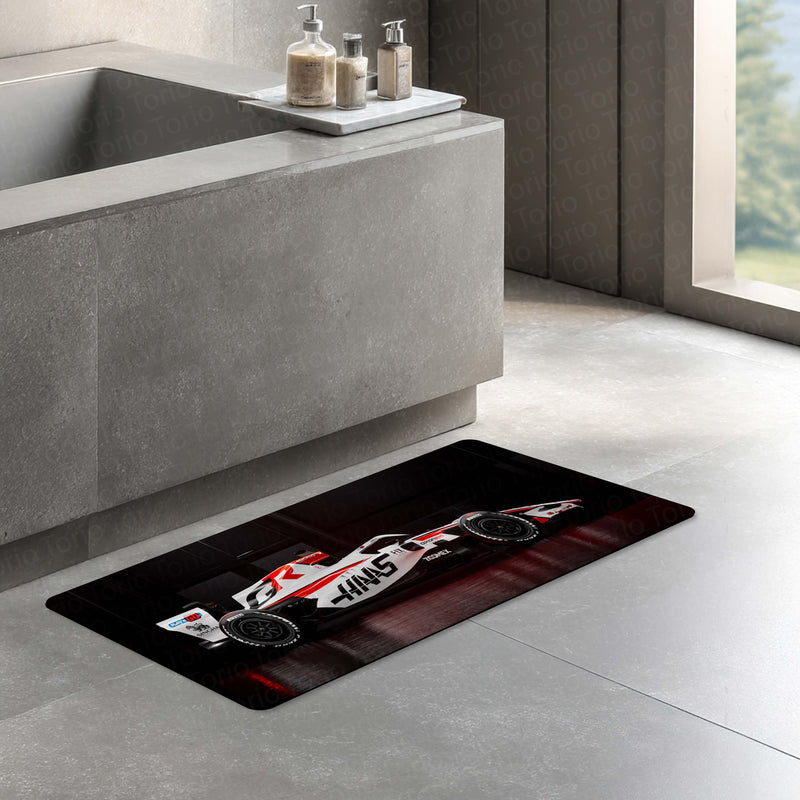 Haas VF-26 Formula 1 Floor Mat (3 mm Thick) | F1 Racing Car Bedroom Bedside Runner for Automotive Home Decor