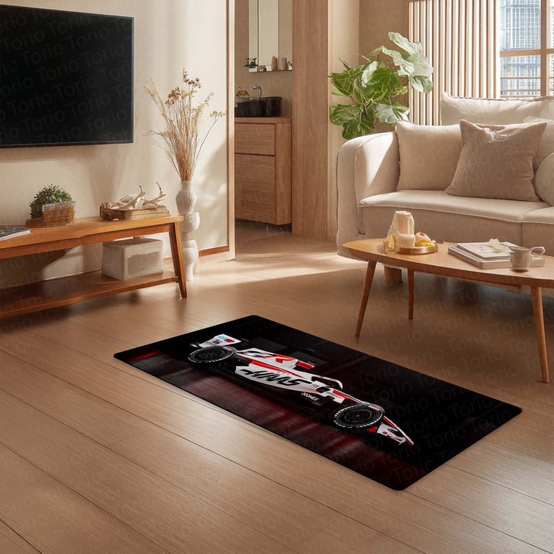 Haas VF-26 Formula 1 Floor Mat (3 mm Thick) | F1 Racing Car Bedroom Bedside Runner for Automotive Home Decor