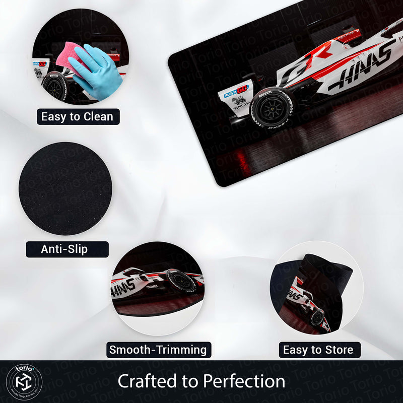 Haas VF-26 Formula 1 Floor Mat (3 mm Thick) | F1 Racing Car Bedroom Bedside Runner for Automotive Home Decor