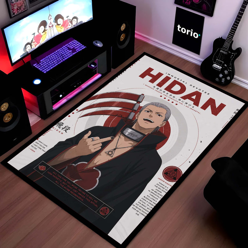 Naruto Hidan Anime Character Flat Rug | Akatsuki Hidan Art Flat Rug | Premium Anime Gaming Room Floor Decor