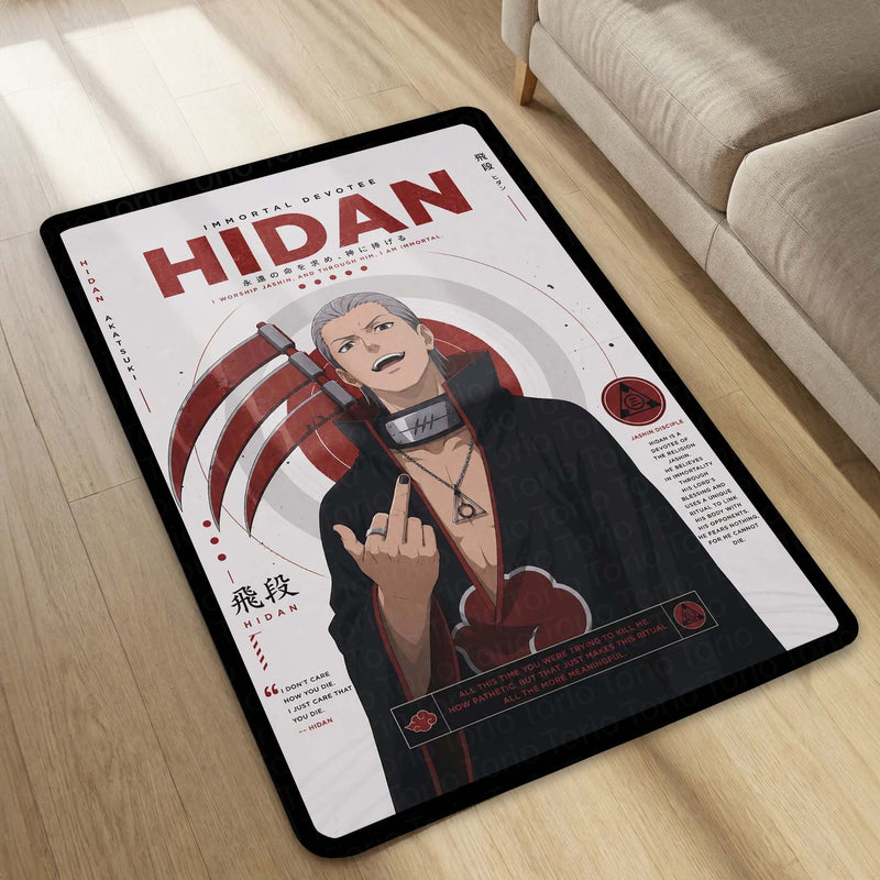 Naruto Hidan Anime Character Flat Rug | Akatsuki Hidan Art Flat Rug | Premium Anime Gaming Room Floor Decor
