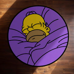 Homer Simpson Sleeping Round Floor Mat (3 mm Thick) | Cartoon Circular Area Mat for Bedroom & Cozy Decor