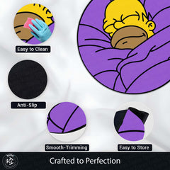 Homer Simpson Sleeping Round Floor Mat (3 mm Thick) | Cartoon Circular Area Mat for Bedroom & Cozy Decor