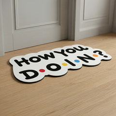 How You Doin’? Quote Floor Mat (3 mm Thick) | Funny Sitcom-Inspired Cut-Out Rug for Bedroom, Living Room & TV Room Decor