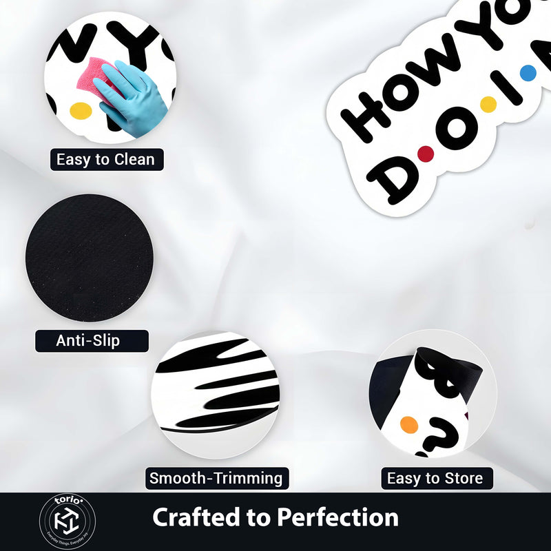 How You Doin’? Quote Floor Mat (3 mm Thick) | Funny Sitcom-Inspired Cut-Out Rug for Bedroom, Living Room & TV Room Decor