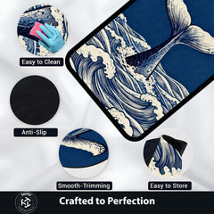 Humpback Whale Fluke Art Area Rug | Majestic Ocean Wildlife Floor Mat | Artistic Marine Decor Rug for Living Room, Office & Beach House Decor