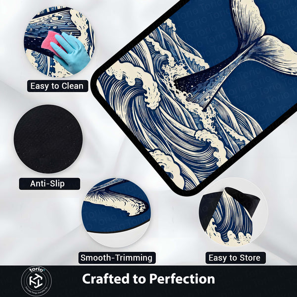 Humpback Whale Fluke Art Area Rug | Majestic Ocean Wildlife Floor Mat | Artistic Marine Decor Rug for Living Room, Office & Beach House Decor