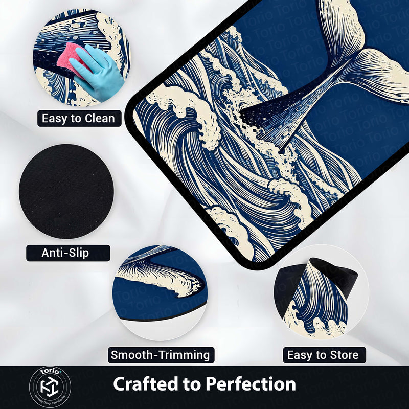 Humpback Whale Fluke Art Area Rug | Majestic Ocean Wildlife Floor Mat | Artistic Marine Decor Rug for Living Room, Office & Beach House Decor