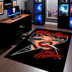 Hustle Street Grind Pop Art Area Flat Rug | Motivational Urban Typography Artwork Flat Rug | Premium Modern Lifestyle Area Floor Decor