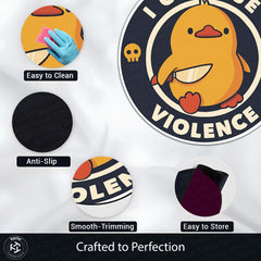 I Choose Violence Duck Round Rug | Funny Meme Floor Mat | Anti-Slip 3 mm Absorbent Circle Rug for Bedroom, Gaming Room & Cute Room Decor