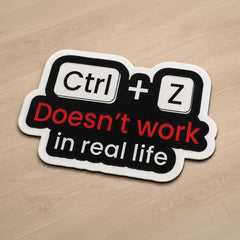 Ctrl + Z Doesn't Work in Real Life Funny Flat Rug | Programmer Keyboard Shortcut Humor Cut-out Flat Rug | Coder Desk & Office Floor Decor