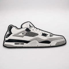Air Jordan 4 Cut-out Flat Rug | Classic White & Black Sneaker Floor Rug | Premium Streetwear Room Decor
